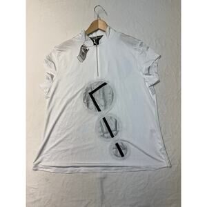 Jamie Sadock women’s 1/4 zip golf shirt XL white Black Textured Sleeveless  NWT